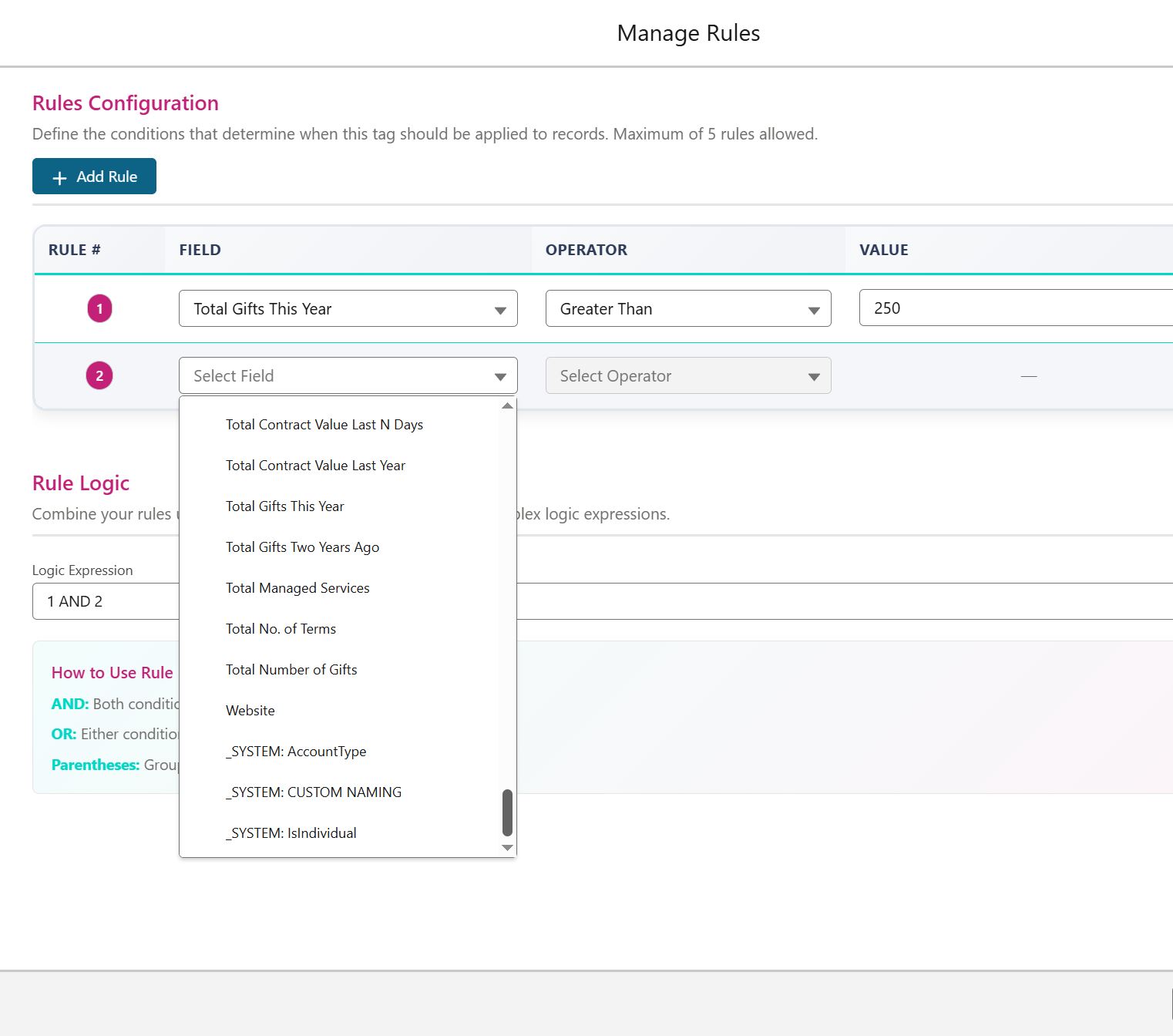 Image of Segmatic Tag Rule Builder